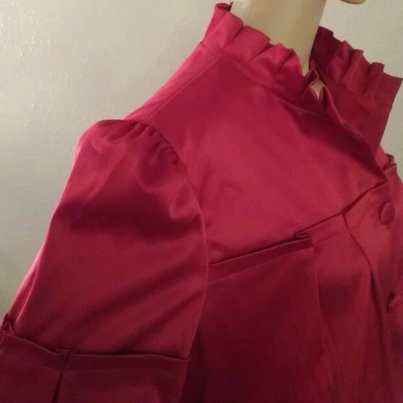 SOLD Apostrophe Pleated Satin Button Down Jacket XL - Picture 4 of 8